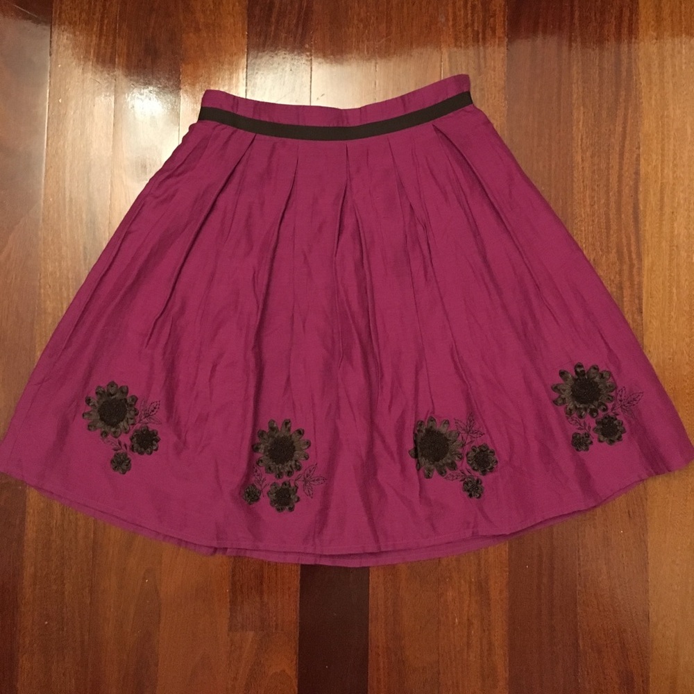 Mini Boden Fusia Long Skirt w Brown Flowers 13-14Y